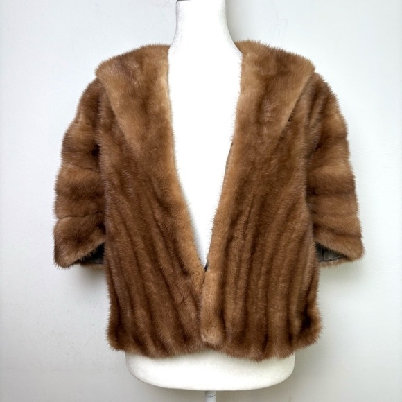 Vintage 50s 60s Mink Fur Shawl Wrap Topper Shrug - Picture 1 of 14